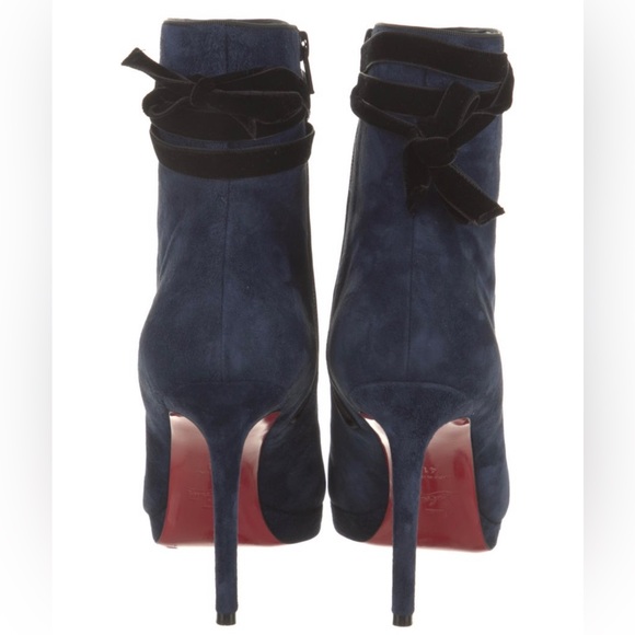 Christian Louboutin Circus Nana 100 Navy Suede velvet Lace-Up Boots Sz 41 - Picture 4 of 4
